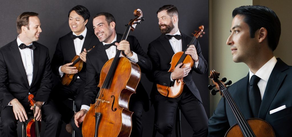 Image composite: Photograph of Miró Quartet and photograph of Masumi Per Rostad