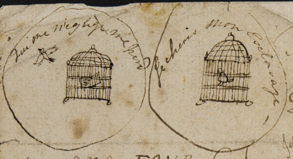 Detail from Insert 1r of Negotiolum bellae (Clark Library MS.1986.003)