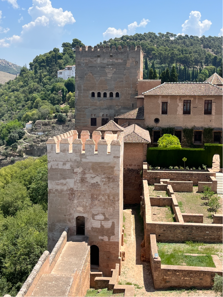 View of architecture originally built of tapia at the Alhambra in Granada.